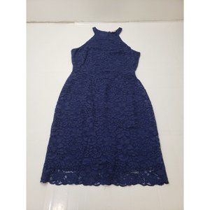 Cremieux Womens Dress Lace Overlay Halter Sleeveless Cocktail Party Blue Size 4